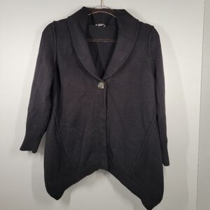 J. Jill Black Wool Cotton Blend Knit Button Cardigan Sweater Women's Size Medium